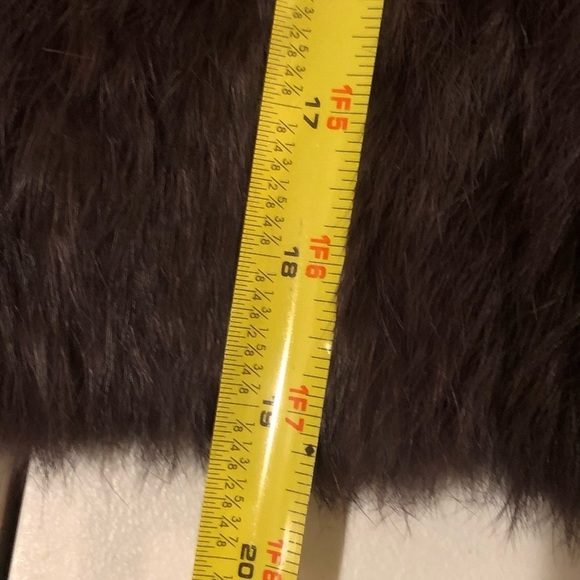 Kathrine Banlay size XL brown updated rabbit fur & knit vest  hook & eye closure - Picture 5 of 12